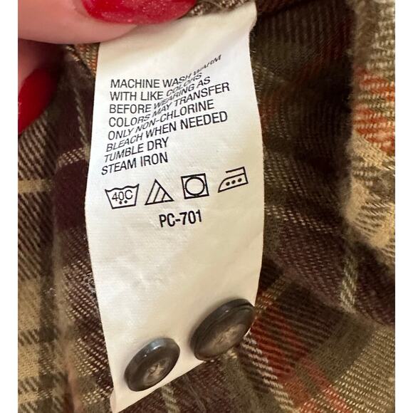 Timberland - Men’s Vintage Brown Flannel Button Down Shirt - XXL - Picture 7 of 8